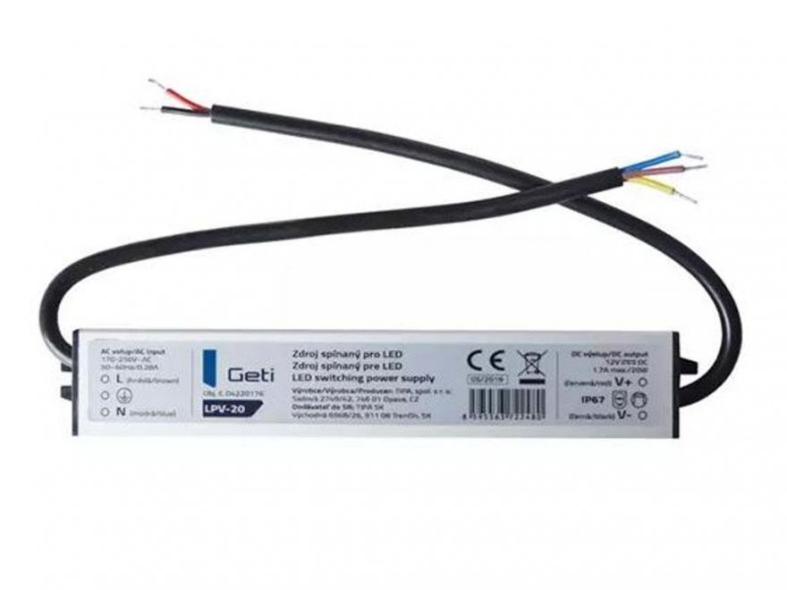 LED napaječ pro LED pásek montážní 20W 12V / 1.7A - Kliknutím na obrázek zavřete