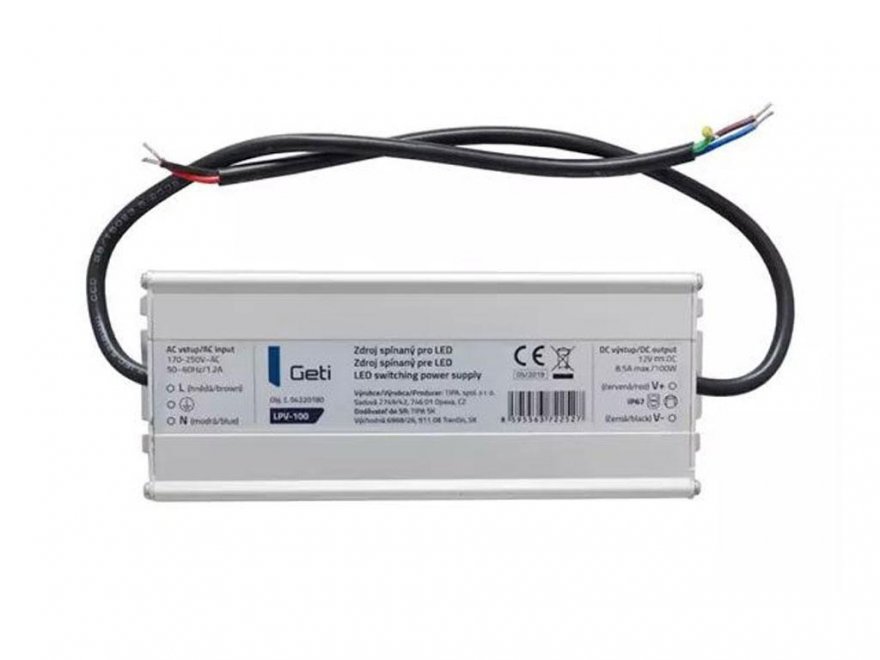 LED napaječ pro LED pásek montážní 100W 12V / 8.5A Geti LPV-100 - Kliknutím na obrázek zavřete
