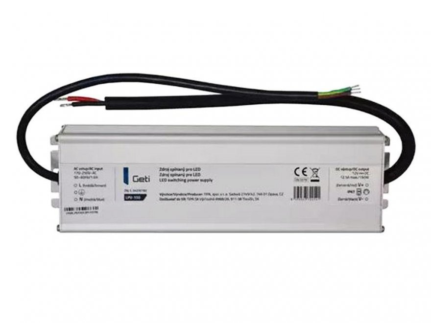 LED napaječ pro LED pásek montážní 150W 12V / 12.5A Geti LPV-150 - Kliknutím na obrázek zavřete