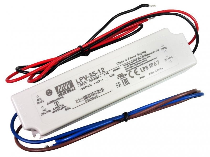 LED napaječ pro LED pásek montážní 36W 12V / 3A MEAN WELL LPV-35-12 - Kliknutím na obrázek zavřete