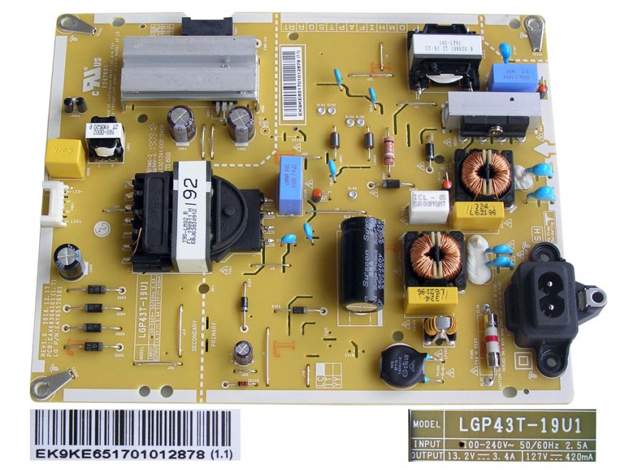 LCD modul zdroj EAY65170101 / Power supply assembly LGP43T-19U1 / EAY65170101 - Kliknutím na obrázek zavřete