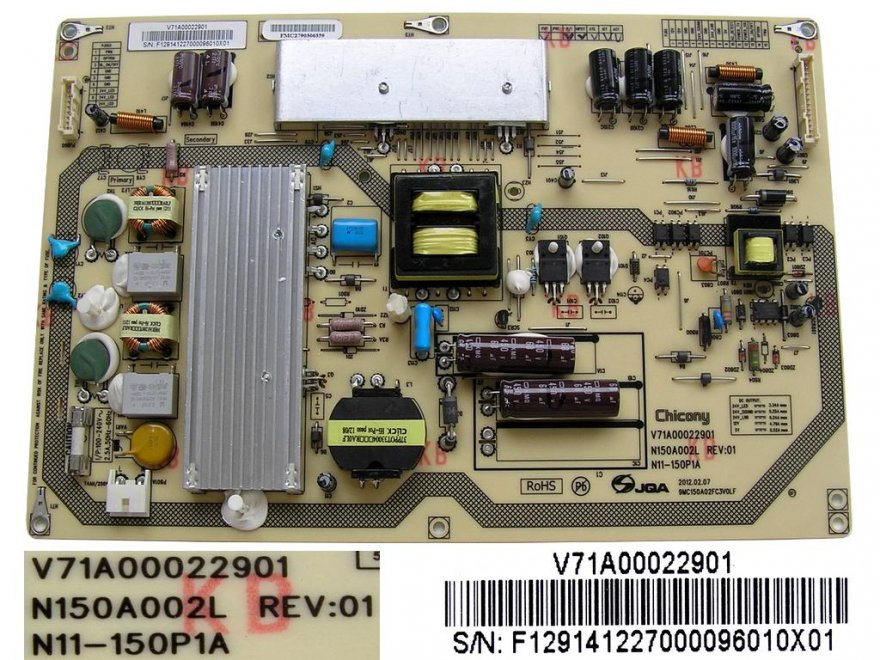 LCD modul zdroj V71A00022901 / SMPS board N150A002L Rev:01 / N11-150P1A - Kliknutím na obrázek zavřete