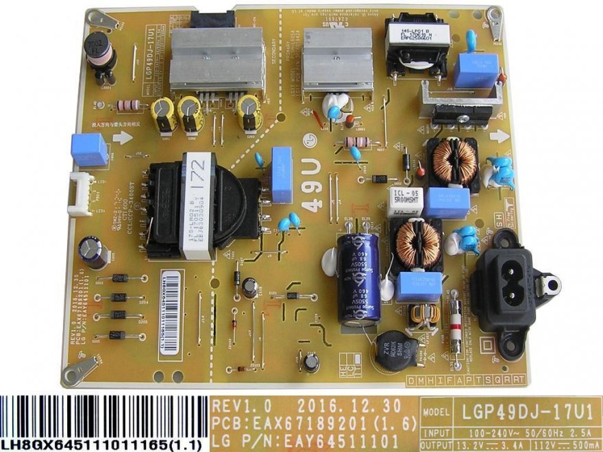 LCD modul zdroj EAY64511101 / Power supply assembly LGP49DJ-17V1 / EAY64511101 - Kliknutím na obrázek zavřete