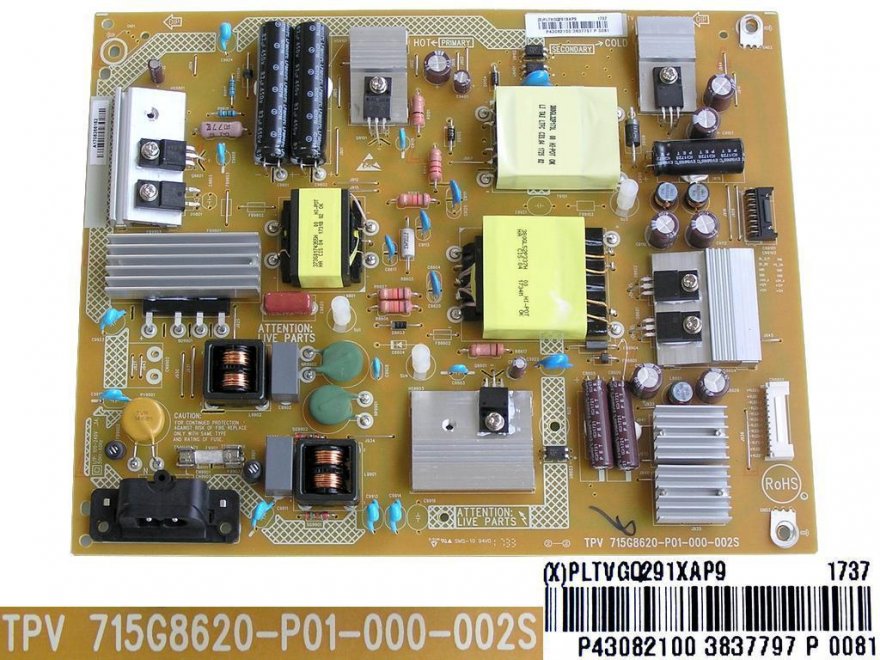 LCD modul zdroj PLTVGQ291XAP9 / Power supply board 715G8620-P01-000-002S / Philips 996597301185 - Kliknutím na obrázek zavřete