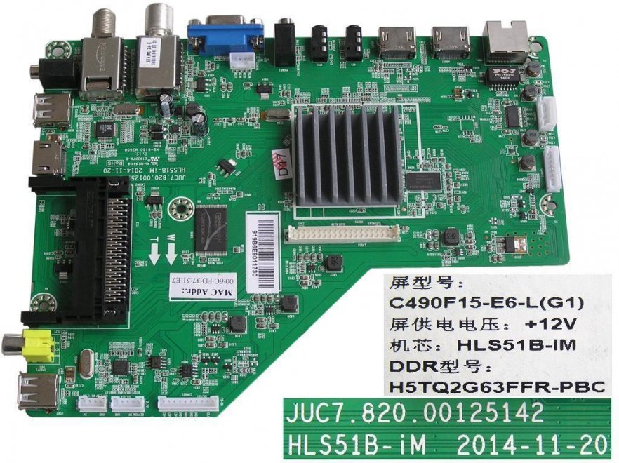 LCD modul základní deska Changhong LED49D2200ISX / main board C490F15-E6-L(G1) / HLS51B-IM / JUC7.820.00125142 - Kliknutím na obrázek zavřete