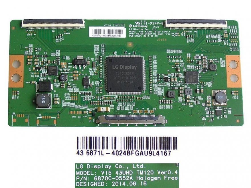 LCD modul T-CON 6870C-0552A / T-Con board 6871L-4024B / V15 43UHD TM120 Ver0.4 - Kliknutím na obrázek zavřete