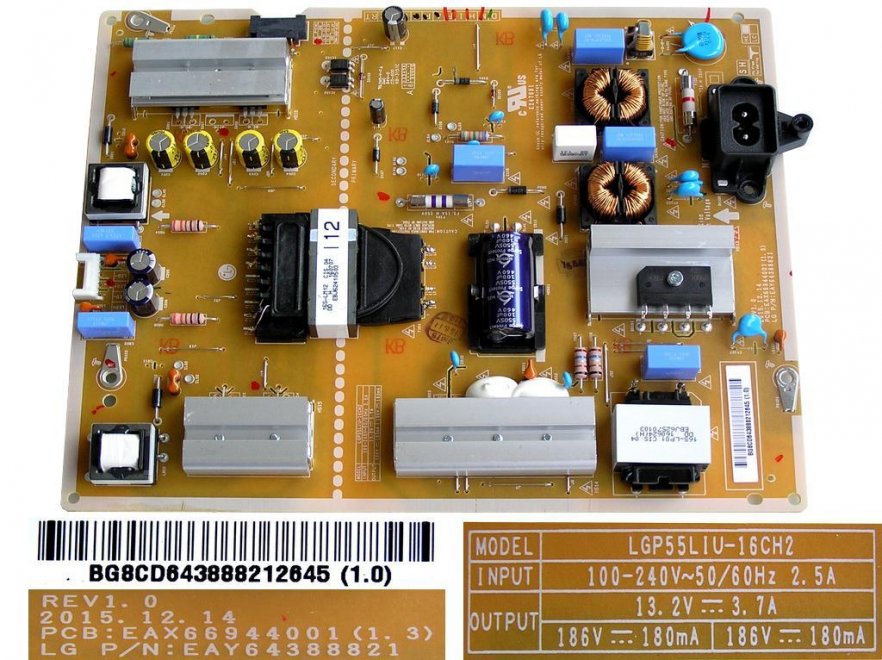 LCD modul zdroj EAY64388821 / SMPS BOARD LGP55LIU-16CH2 / EAY64388821 - Kliknutím na obrázek zavřete