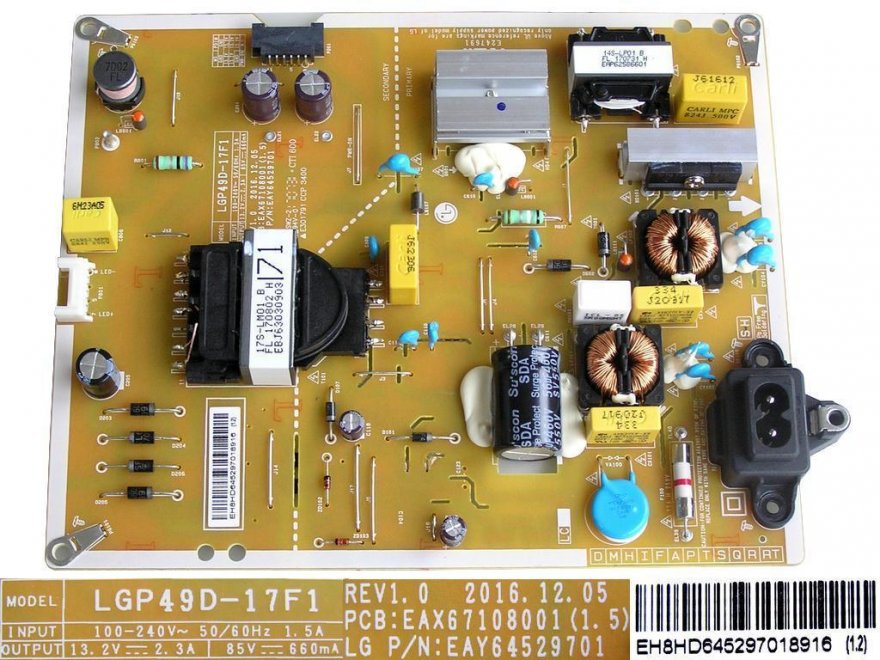 LCD modul zdroj EAY64529701 / Power supply assembly LGP49D-17F1 / EAY64529701 - Kliknutím na obrázek zavřete