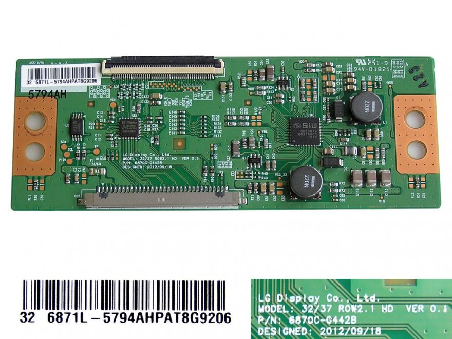 LCD modul T-CON 6870C-0442B / TCON board 6871L-5794A 32/37 ROW2.1HD Ver0.1 - Kliknutím na obrázek zavřete