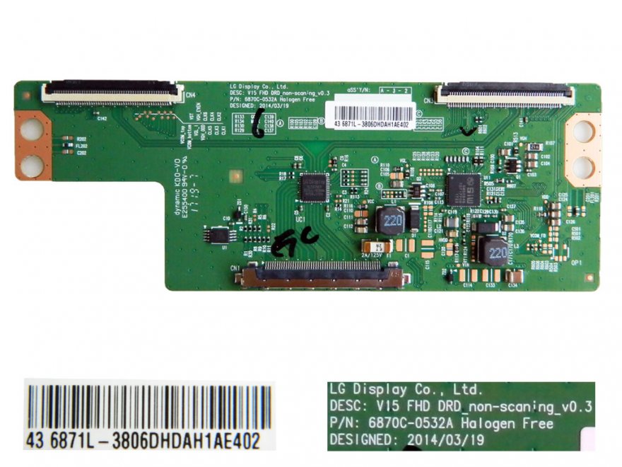 LCD modul T-CON 6870C-0532A / TCON board 6870C0532A / 6871L-3806D - Kliknutím na obrázek zavřete