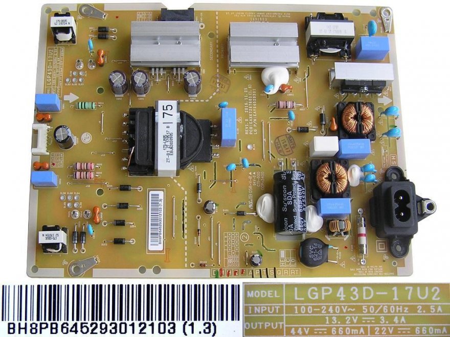 LCD modul zdroj EAY64529301 / Power supply assembly LGP43D-17U2 / EAY64529301 - Kliknutím na obrázek zavřete