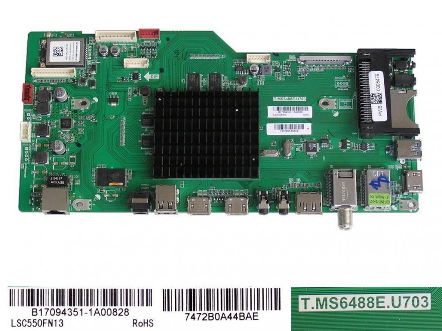 LCD modul základní deska Sharp LC-55CUG8052E / Main board B17094351-1A00828 / LSC-550FN13 / T.MS6488E.U703 - Kliknutím na obrázek zavřete