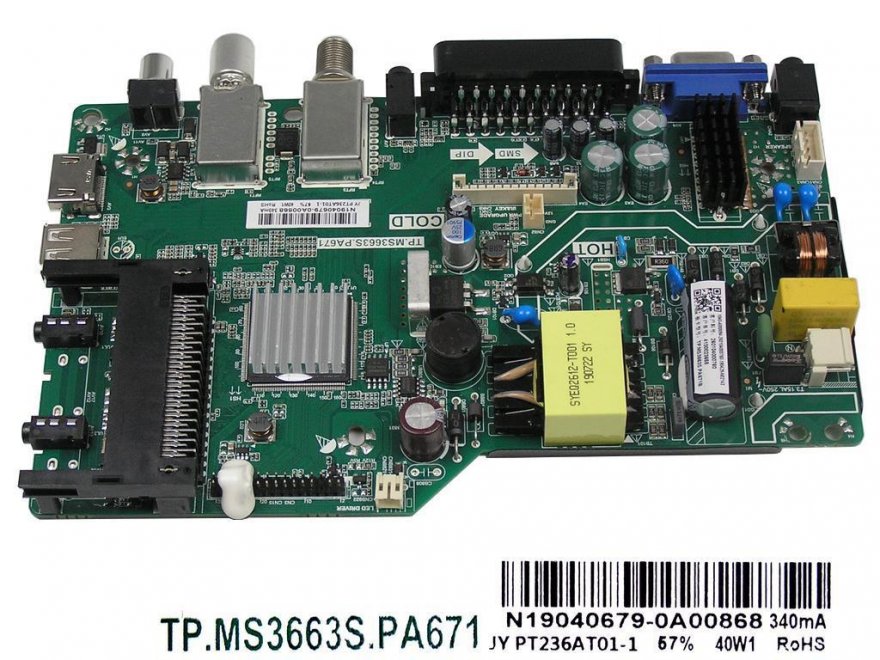 LCD modul základní deska Sencor SLE2469TCS / Main board N19040679-0A00868/A20031365-0A00105 / TP.MS3663S.PA671 - Kliknutím na obrázek zavřete