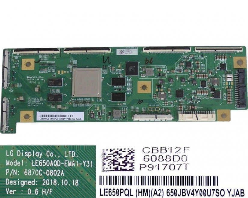 LCD modul T-CON OLED LE650AQD-EMA1-Y31 / T-CON board O-LED 6870C-0802A / LE650PQL (HM)(A2) / EAT65147301 - Kliknutím na obrázek zavřete