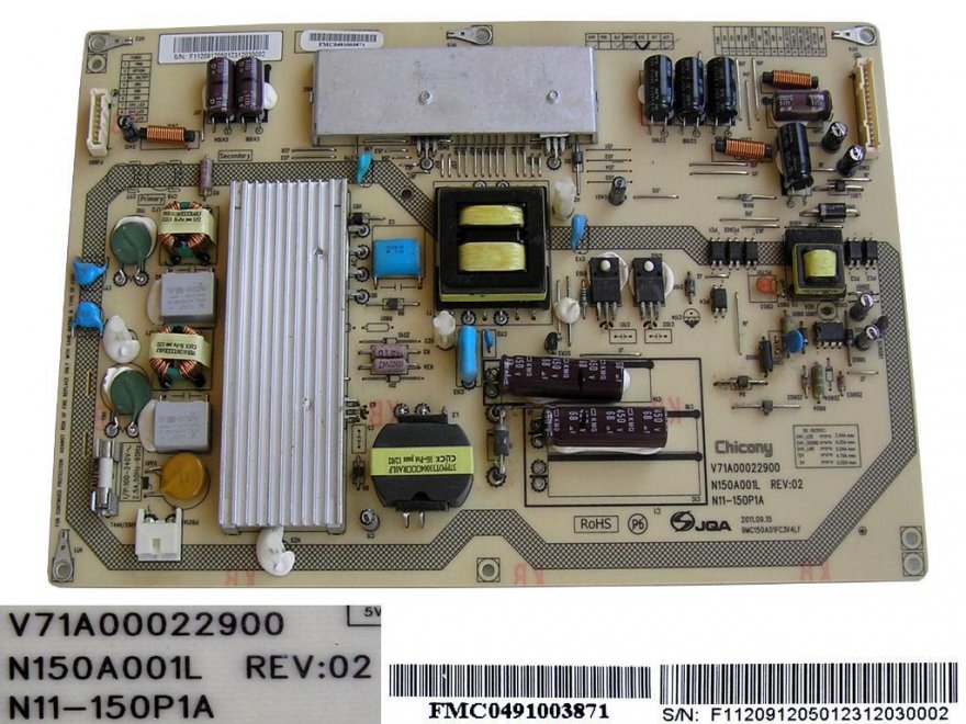 LCD modul zdroj V71A00022900 / SMPS BOARD Vestel N150A001L / N11-150P1A - Kliknutím na obrázek zavřete