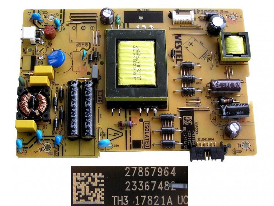 LCD modul zdroj 17IPS62 / SMPS POWER BOARD Vestel 23367482 / 23341166 / 23321189 - Kliknutím na obrázek zavřete