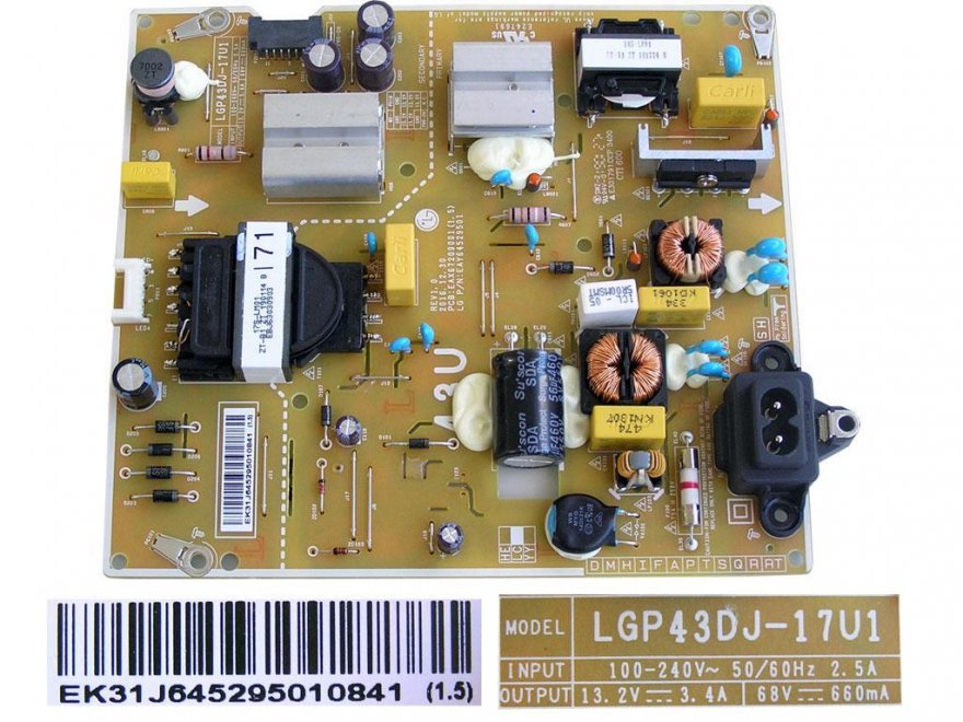 LCD modul zdroj EAY64529501 / Power supply assembly LGP43DJ-17U1 / EAY64529501 / EAX67209001 - Kliknutím na obrázek zavřete