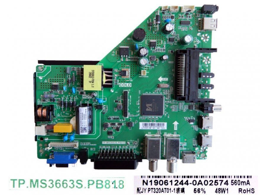LCD modul základní deska Sencor SLE3226TCS / Main board TP.MS3663S.PB818 / N19061244-0A02574 - Kliknutím na obrázek zavřete