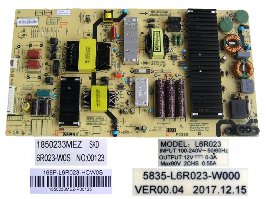 LCD modul zdroj 168P-L6R023-W0 / Power supply board 5835-L6R023-W000 / Metz 1850233MEZ-P00125 - Kliknutím na obrázek zavřete