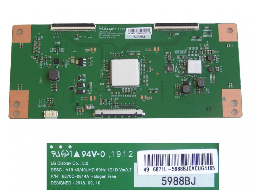 LCD modul T-CON 6871L-5988B / T-con board 6870C-0814A / V19 43/49UHD 60Hz 1G1D Ver0.7 - Kliknutím na obrázek zavřete