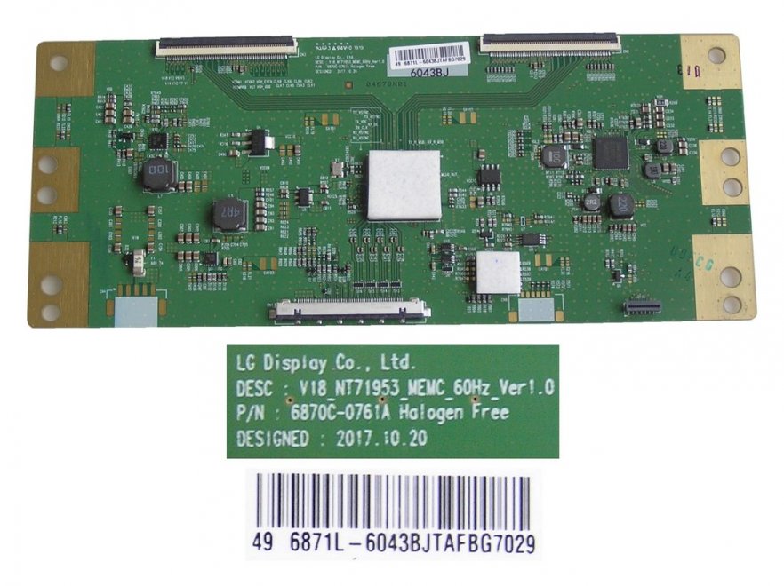 LCD modul T-CON 6871L-6043B / T-con board 6870C-0761A / V18_NT71953_MEMC:60Hz_Ver1.0 - Kliknutím na obrázek zavřete