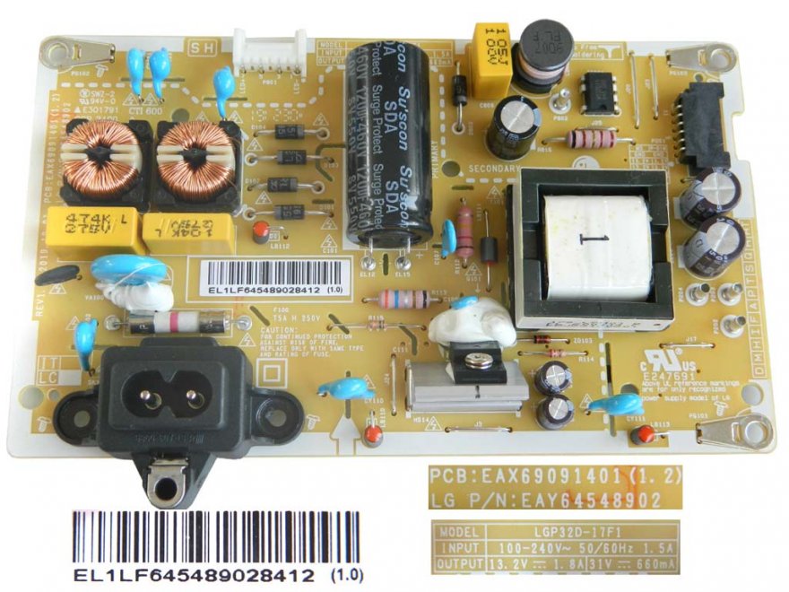 LCD modul zdroj EAY64548902 / Power supply assembly LGP32D-17F1 / EAY64548902 - Kliknutím na obrázek zavřete