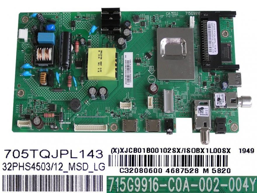 LCD LED modul základní deska Philips XJCB01B00102SX/ISOBX1L00SX / Main board assy 715G9916-C0A-002-004Y / 705TQJPL143 - Kliknutím na obrázek zavřete