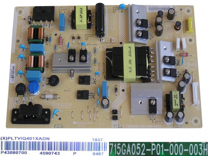 LCD modul zdroj Philips PLTVIQ401XADN / SMPS power supply board 715GA052-P01-000-003H - Kliknutím na obrázek zavřete