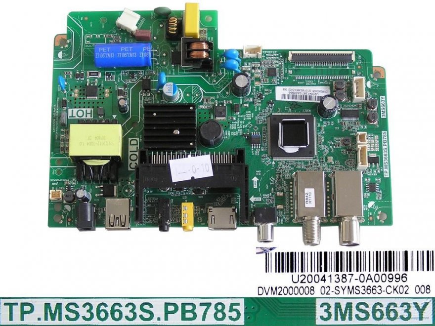 LCD modul základní deska Sencor SLE2470TCS / Main board TP.MS3663S.PB785 / U20041387-0A00996 - Kliknutím na obrázek zavřete