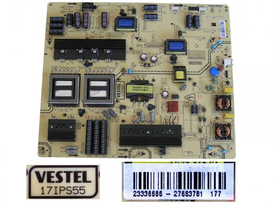 LCD modul zdroj 17IPS55 / SMPS POWER BOARD Vestel 23336686 - Kliknutím na obrázek zavřete