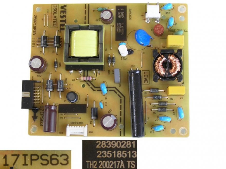 LCD modul zdroj 17IPS63 / SMPS POWER BOARD Vestel 23518513 - Kliknutím na obrázek zavřete