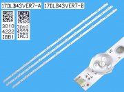 LED podsvit sada Vestel 17DLB43VER7 celkem 3 pásky 800mm / D-LED BAR. VESTEL 43" 23620240 / 17DLB43VER7-A / 30104222 plus 17DLB43VER7-B / 30104223