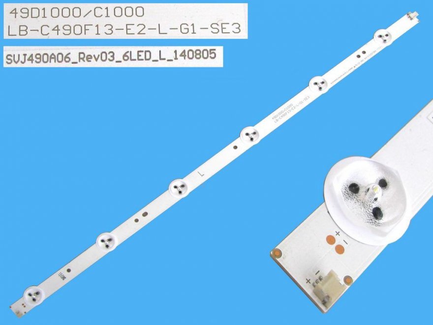 LED podsvit 498mm, 6LED / DLED Backlight 498mm - 6 D-LED, 49D1000/C1000 / SVJ490A06 L-type - Kliknutím na obrázek zavřete