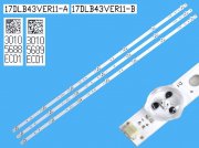 LED podsvit sada Vestel 17DLB43VER11 celkem 3 pásky 800mm / D-LED BAR. VESTEL 43" / 17DLB43VER11-A / 30105688 plus 17DLB43VER11-B / 30105689