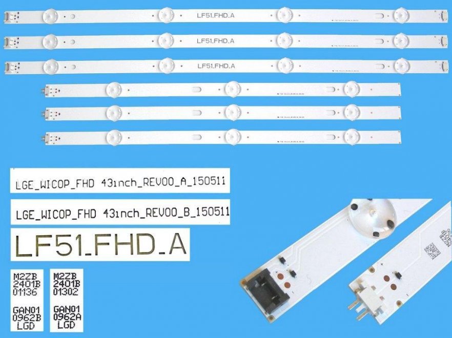 LED podsvit sada LG 43LF51FHD celkem 6 pásků / DLED TOTAL ARRAY LG43NBH - Kliknutím na obrázek zavřete