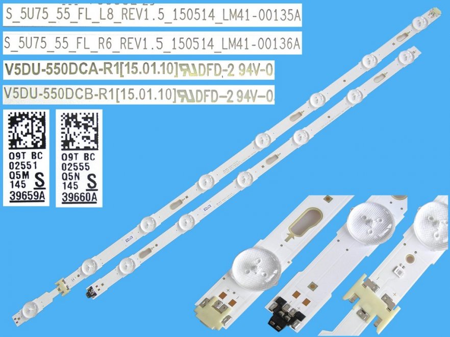 LED podsvit 1128mm sada Samsung BN96-39659A plus BN96-39660A / LED Backlight 1128mm - 14 D-LED S-5U75-55-FL / V5DU-550DCA - Kliknutím na obrázek zavřete