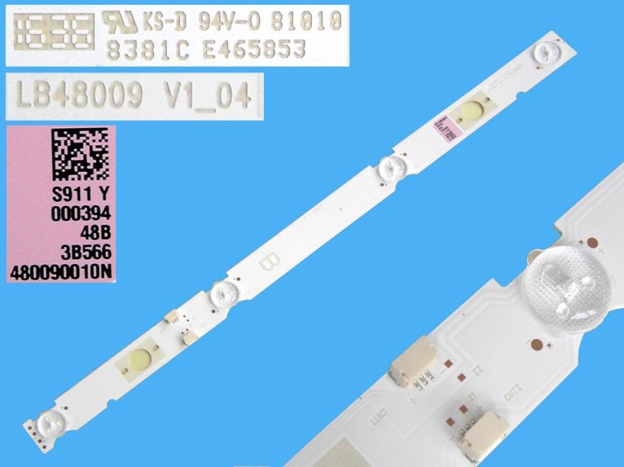 LED podsvit 362mm, 4LED / LED Backlight 362mm - 4DLED, 480080010N / LB48009 V1_04 B-type - Kliknutím na obrázek zavřete