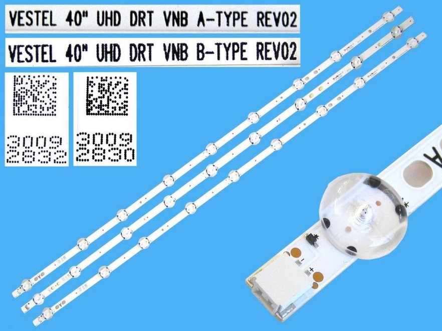 LED podsvit sada Vestel celkem 3 pásky 745mm / D-LED BAR. Vestel 40" UHD DRT VNB 30092830 plus 30092832 - Kliknutím na obrázek zavřete