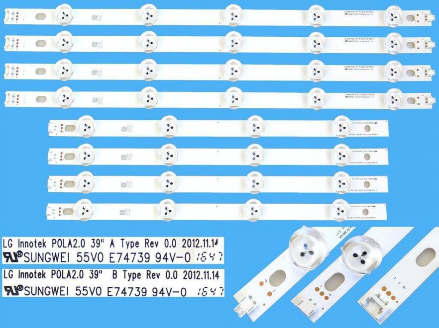 LED podsvit sada LG náhrada AGF78400401AL celkem 8 pásků / DLED TOTAL ARRAY AGF78400401AL / LG Innotek POLA2.0 39 - Kliknutím na obrázek zavřete