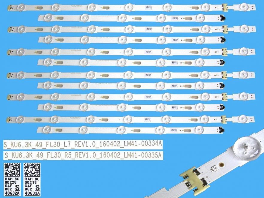 LED podsvit 1003mm sada SAMSUNG celkem 12 pásků / LED Backlight BN96-40632A plus BN96-40633A / LM41-00334A plus LM41-00335A / S_KU6.3K_49_FL30 - Kliknutím na obrázek zavřete