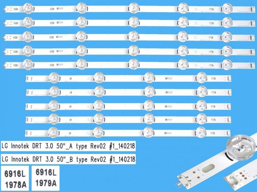 LED podsvit sada LG náhrada AGF78401501AL2 celkem 10 pásků / DLED TOTAL ARRAY T500HVJ03 DRT_3.0_50" / AGF78401501AL 50LB - Kliknutím na obrázek zavřete