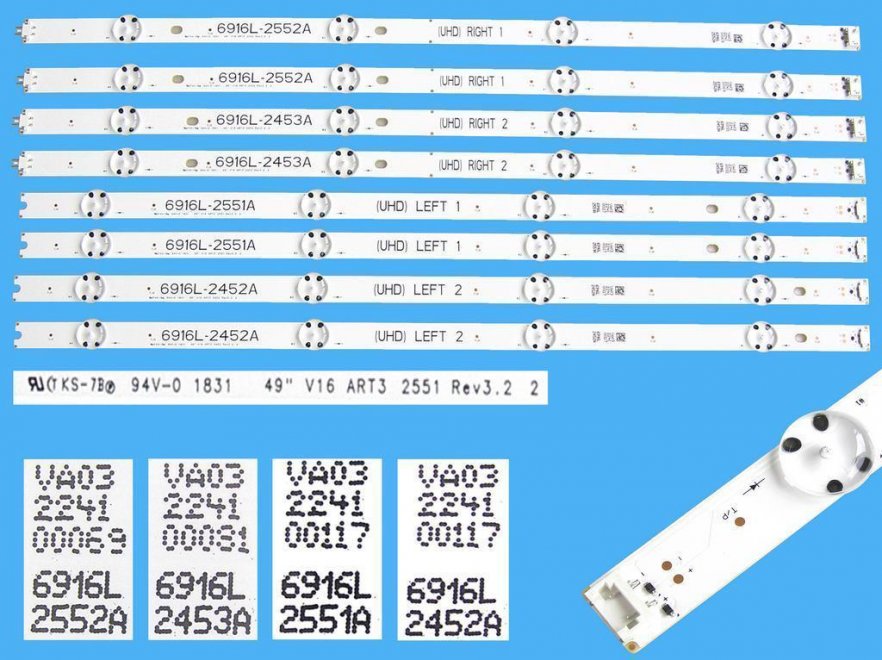 LED podsvit sada LG AGF79047302AL celkem 8 pásků / DLED TOTAL ARRAY AGF79047302 / 6916L-2452A, 6916L-2453A, 6916L-2551A / 6916L-2552A - Kliknutím na obrázek zavřete