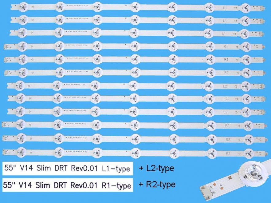 LED podsvit sada LG 55" V14 Slim DRT Rev0.01 celkem 12 pásků / DLED TOTAL ARRAY LG 55" V14 Slim DRT Rev0.01 / 6916L-1743A plus 6916L-1741A - Kliknutím na obrázek zavřete