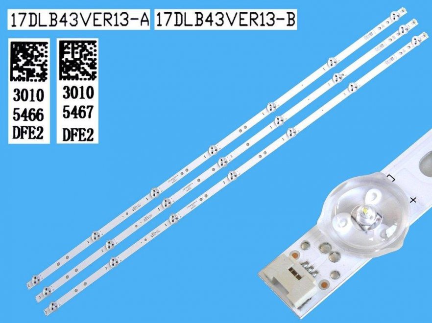 LED podsvit sada Vestel 17DLB43VER13 celkem 3 pásky 800mm / D-LED BAR. VESTEL 43" 17DLB43VER13-A / 30105466 plus 17DLB43VER13-B / 30105467 - Kliknutím na obrázek zavřete