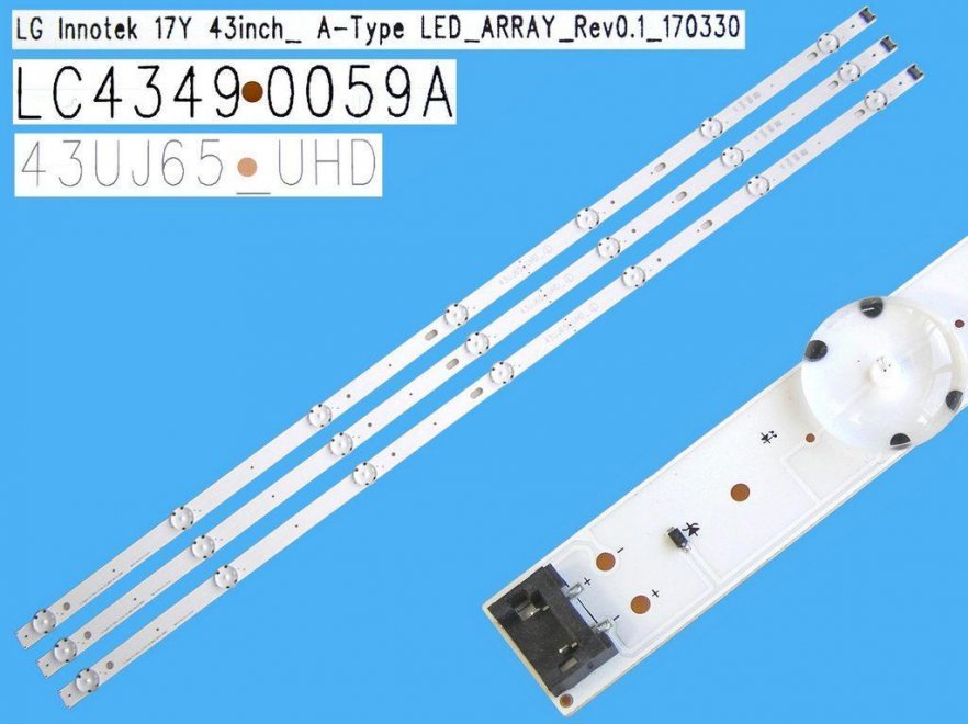 LED podsvit sada LG náhrada AGF78899501AL celkem 3 pásky 828mm / DLED TOTAL ARRAY CSP43 LC43490058A, LC43490059A, LC43490089A, LC43490086A, 43UJ65_UHD, 3PCM00785A - Kliknutím na obrázek zavřete
