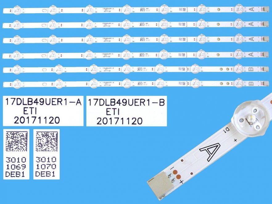 LED podsvit 460mm sada Vestel 17DLB49UER1 celkem 6 pásků / D-LED backlight 30101069 plus 30101070 - Kliknutím na obrázek zavřete
