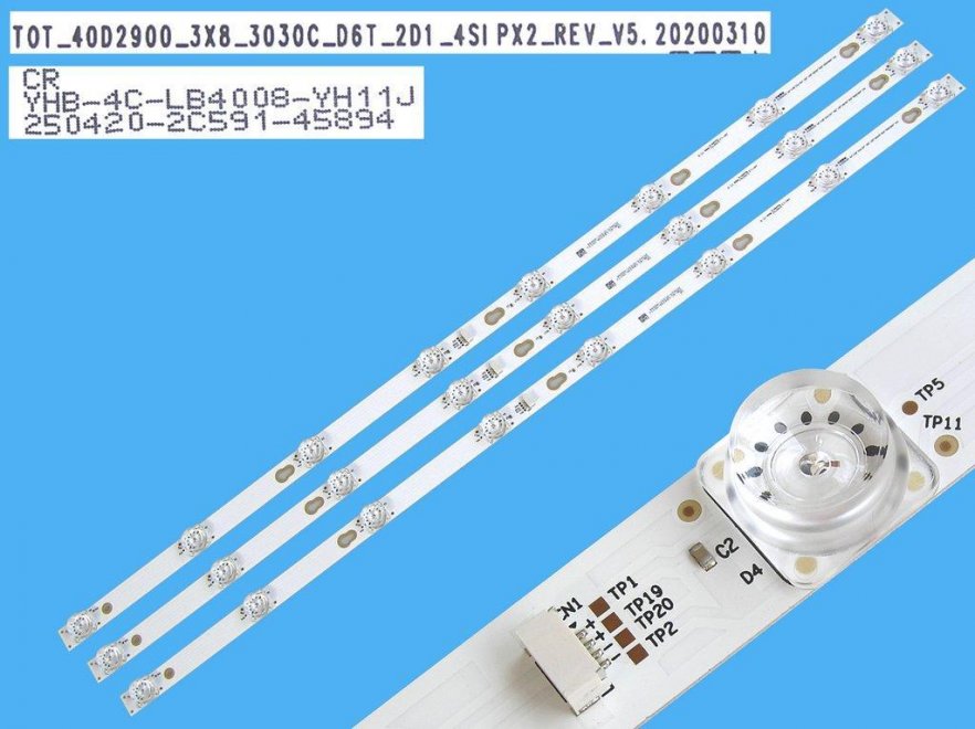 LED podsvit sada Thomson TOT-40D2900-3x8-3030C-D6T celkem 3 pásky 710mm / DLED TOTAL ARRAY MAKITLB40D294BST19 / 4C-LB4008-YH08j / 4C-LB4008-UH11J - Kliknutím na obrázek zavřete