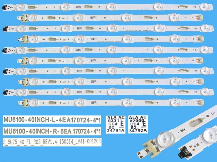 LED podsvit sada Samsung BN96-34791A plus BN96-34792A náhrada, celkem 10 pásků / LED Backlight 812mm - 9 D-LED S_5NU75_40 / LM41-00120 - Kliknutím na obrázek zavřete