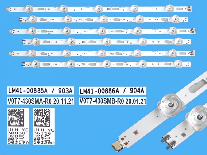 LED podsvit sada Samsung celkem 6 kusů / LED Backlight 805mm LM41-00885A plus LM41-00886A / V07T-430SMA-R0 plus V07T-430SMB-R0 / BN96-50319A plus BN96-50320A - Kliknutím na obrázek zavřete