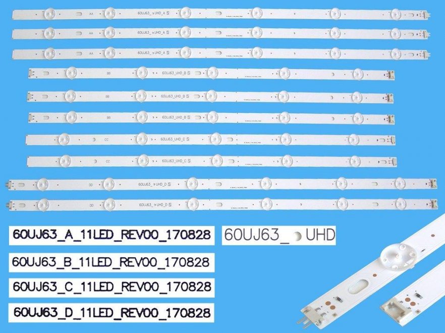 LED podsvit sada LG 60UJ63_UHD celkem 10 pásků / DLED TOTAL ARRAY AGF78818201AL / 60UJ63-UHD - Kliknutím na obrázek zavřete